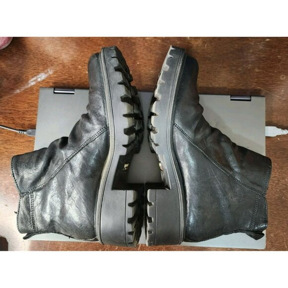 Igi&Co Black Slouchy Leather Boots Asymmetrical Zipper Italy Sz 37 / US 6.5 - Picture 6 of 10